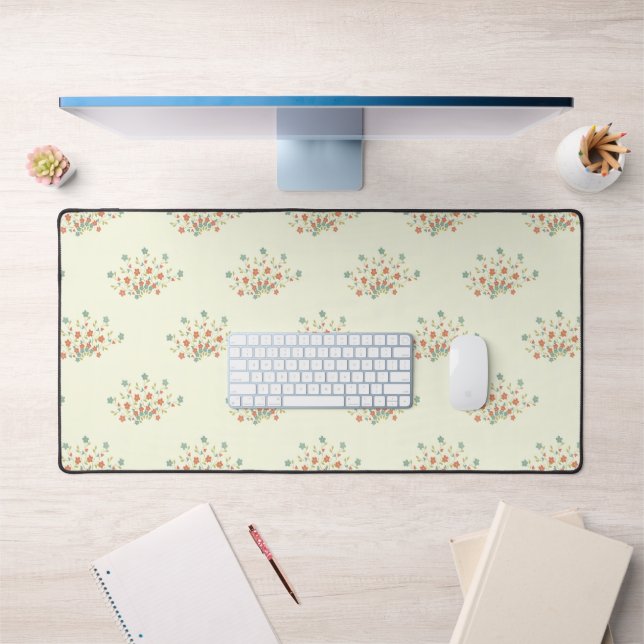 Blue Flowers, Red Flowers, Pattern Of Flowers Desk Mat (Office 1)