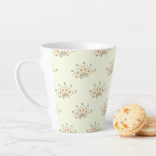 Blue Flowers, Red Flowers, Pattern Of Flowers Latte Mug
