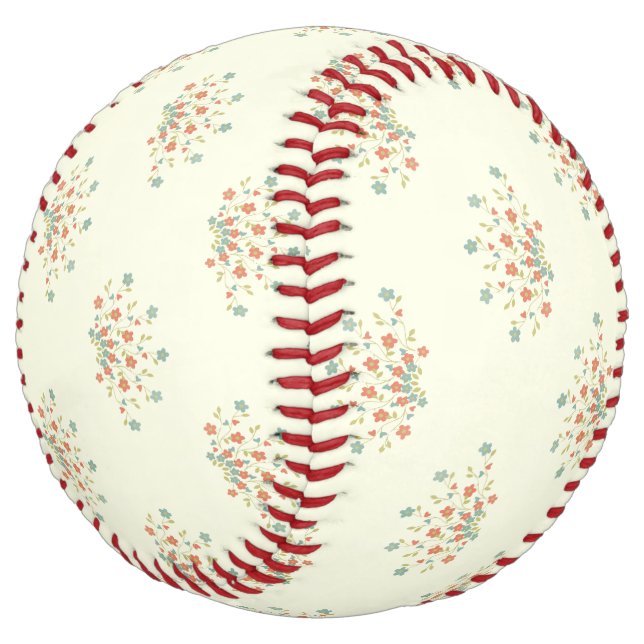 Blue Flowers, Red Flowers, Pattern Of Flowers Softball (Angled)