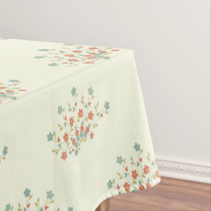 Blue Flowers, Red Flowers, Pattern Of Flowers Tablecloth