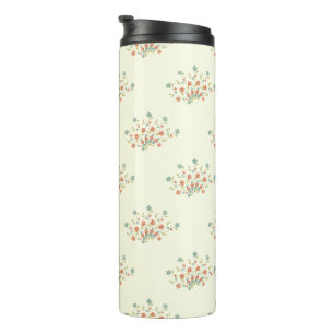 Blue Flowers, Red Flowers, Pattern Of Flowers Thermal Tumbler