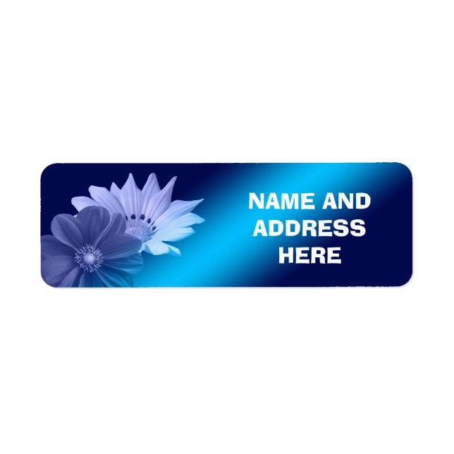 blue flowers RETURN ADDRESS LABELS (Front)