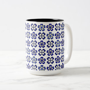 Blue Flowers Serenity Two-Tone Coffee Mug