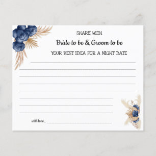 Blue Flowers Share a Date Night Bridal Shower Card