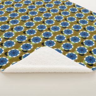 Blue flowers sherpa blanket