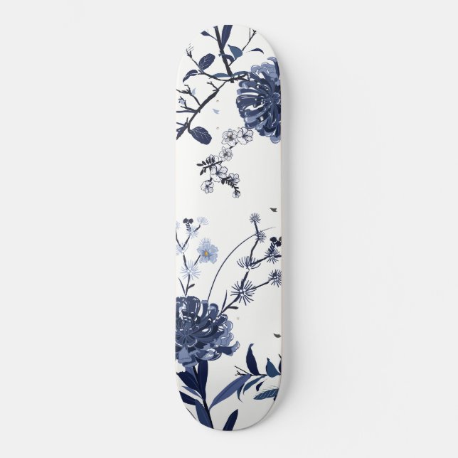 Blue flowers skateboard (Front)