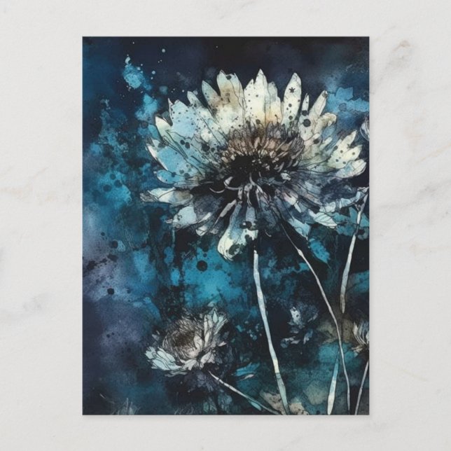 Blue Flowers Summer Cyanotype Postcard (Front)