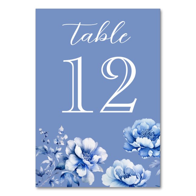 Blue Flowers Table Number (Back)