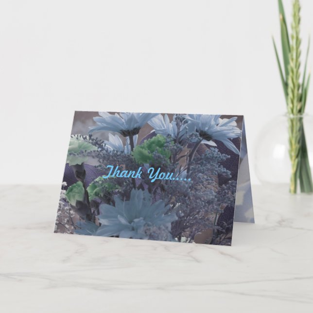 Blue FLowers Thank You Card (Front)