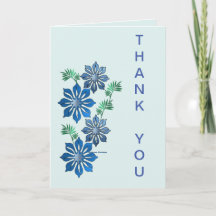 Blue Flowers Thank You Card