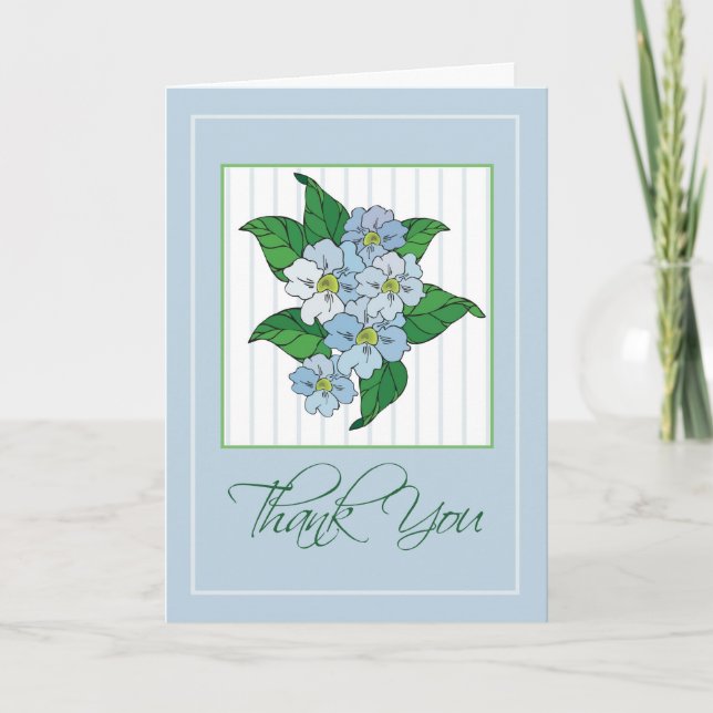 Blue Flowers Thank You Card (Front)