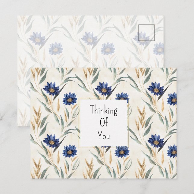 Blue Flowers Thinking of you Postcard (Front/Back)