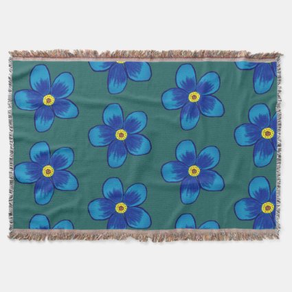 Blue Flowers  Throw Blanket