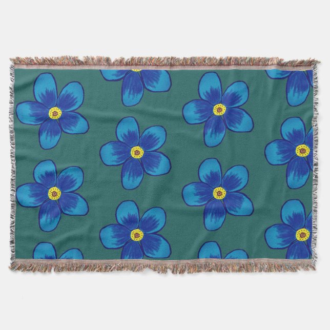 Blue Flowers  Throw Blanket (Front)