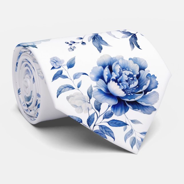 Blue flowers tie (Rolled)