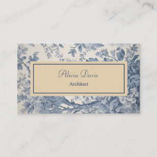 Blue Flowers Toile de Jouy your name  Business Card
