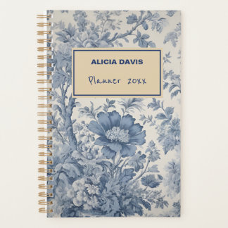 Blue Flowers Toile de Jouy your name undated Planner