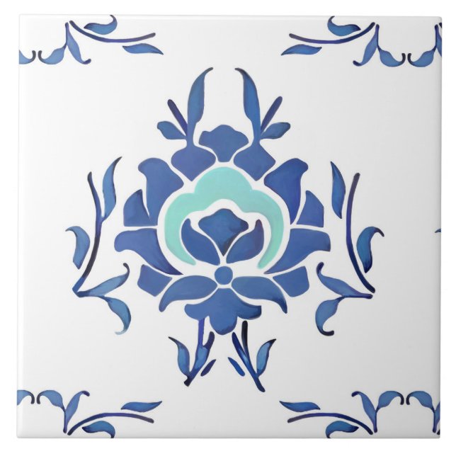 Blue flowers,Turkish tiles ,iznik, (Front)