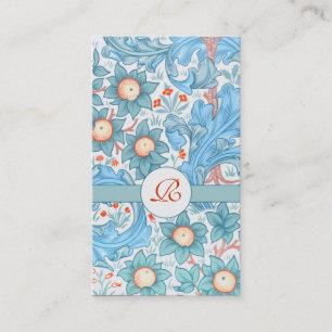 blue flowers vintage business cards