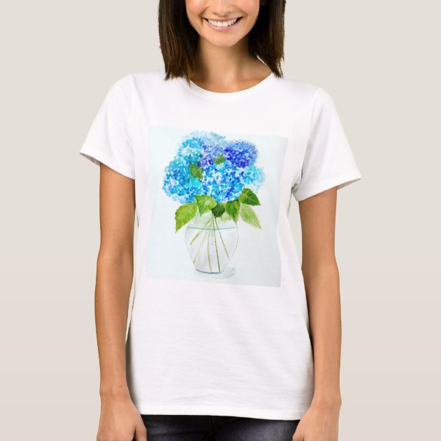 Blue flowers Watercolour T-Shirt (Front)