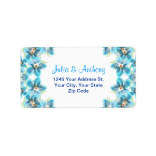 blue flowers wedding address labels