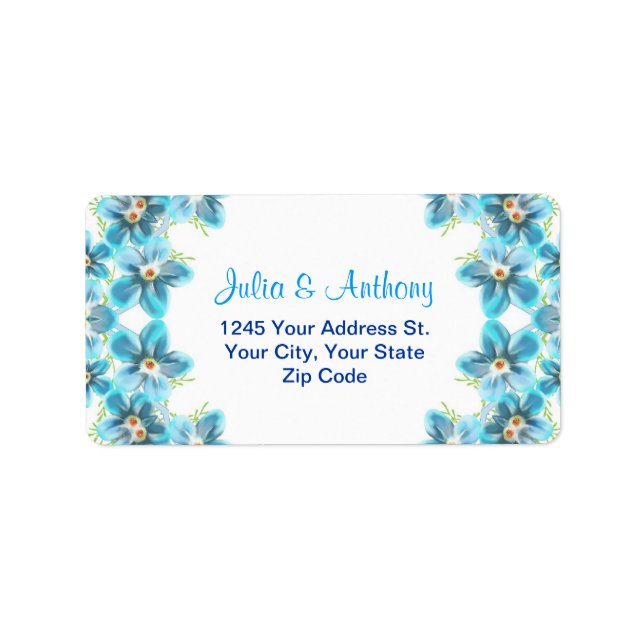 blue flowers wedding address labels (Front)