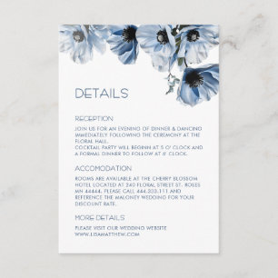 Blue Flowers White Casual Enclosure Card