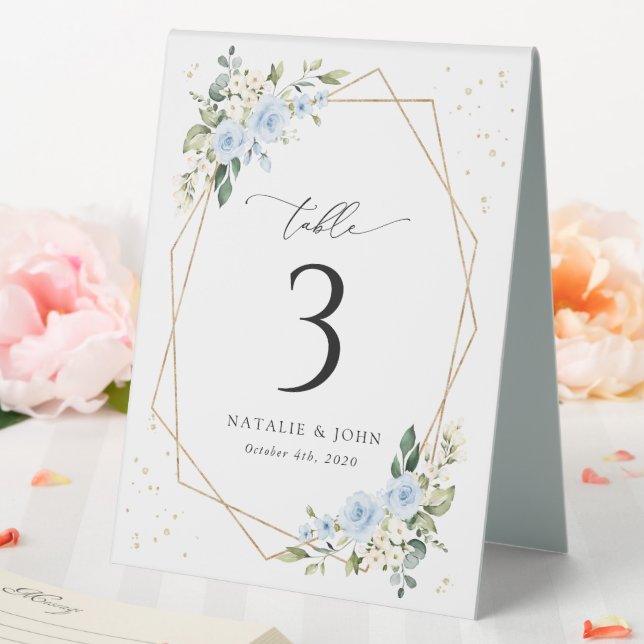 Blue Flowers, White Flowers, Boho, Table Numbers (In SItu (Wedding))