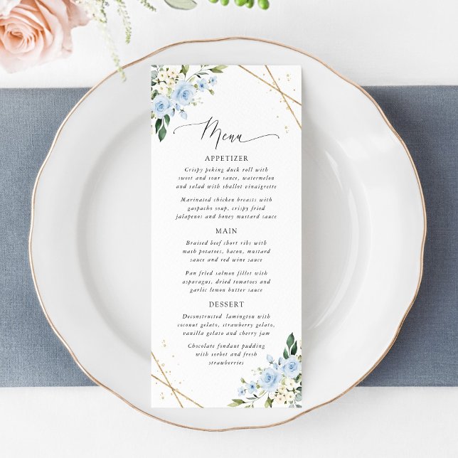 Blue Flowers, White Flowers, Bridal Shower Menu (Creator Uploaded)