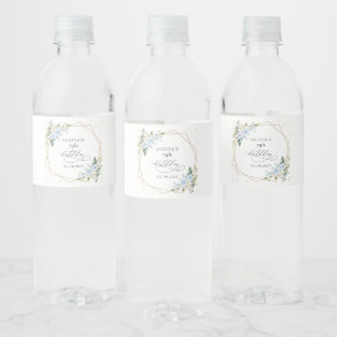 Blue Flowers, White Flowers, Greenery, Birthday Water Bottle Label