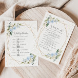 Blue Flowers, White Flowers, Wedding Timeline<br><div class="desc">Add a personal touch to your wedding celebration with these stylish and memorable party items! Design features blue and white watercolor flowers,  greenery,  gold confetti and gold frame on white background.</div>