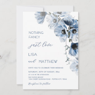 Blue Flowers White Invitation