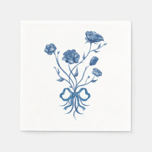 Blue Flowers With Bow Paper Napkins