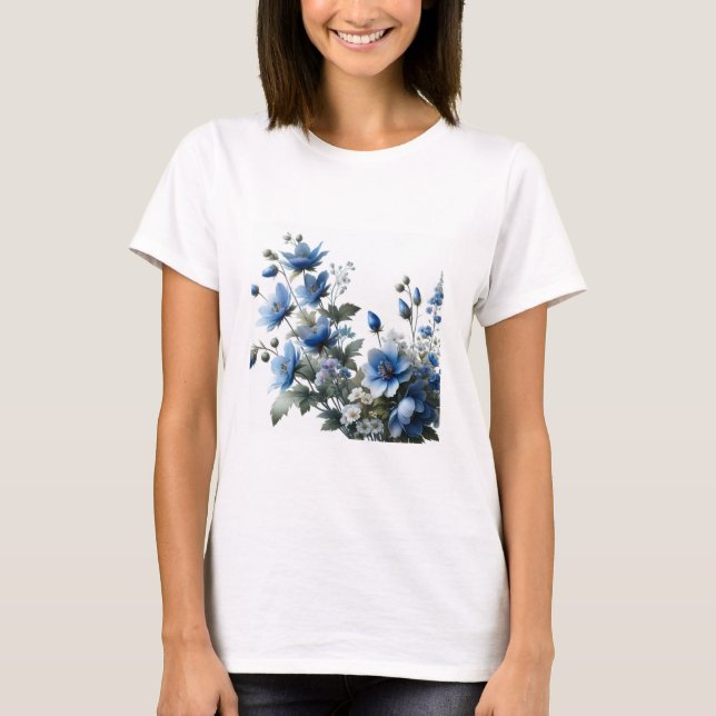 Blue flowers women's tshirt (Front)