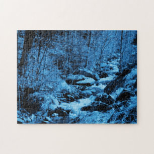 Blue Flowing Brook Abstract Fantasy Art Jigsaw Puzzle