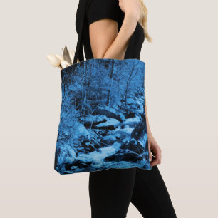 Blue Flowing Brook Fantasy Nature Art Tote Bag