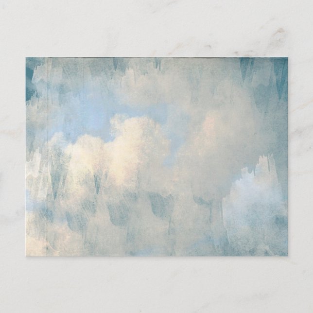 Blue Fluffy Clouds Painting Background Postcard (Front)