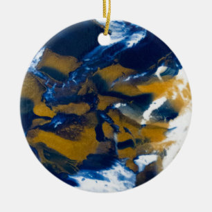 Blue Fluid Marble Art Ceramic Tree Decoration