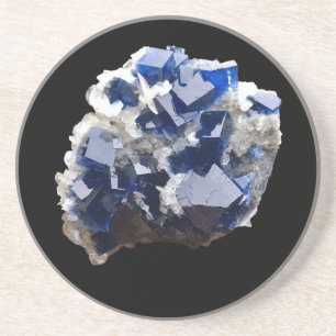 Blue Fluorite Crystal & Flake Calcite Sandstone Coaster