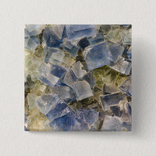 Blue Fluorite Crystals in Matrix 15 Cm Square Badge