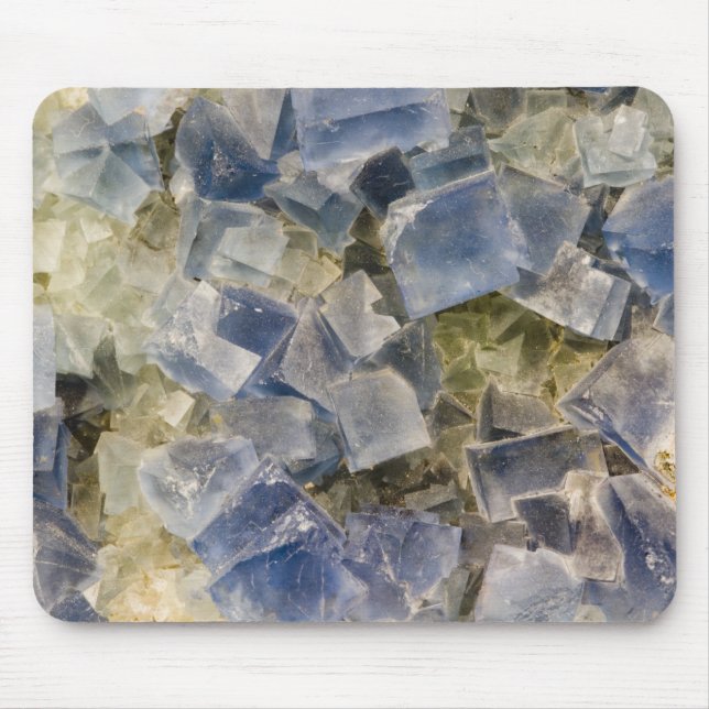 Blue Fluorite Crystals in Matrix Mouse Mat (Front)