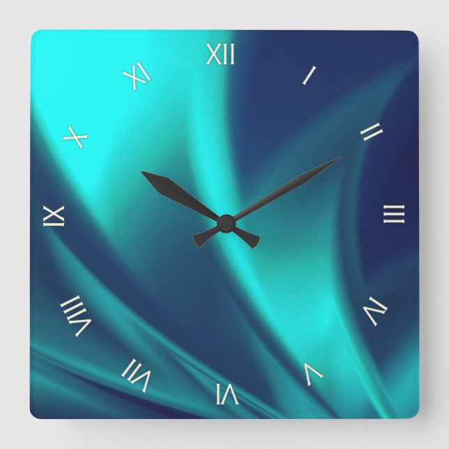 Blue Flush Square Wall Clock (Front)