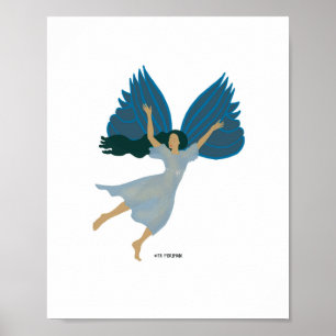 Blue flying angel painting by TR Forsman Poster