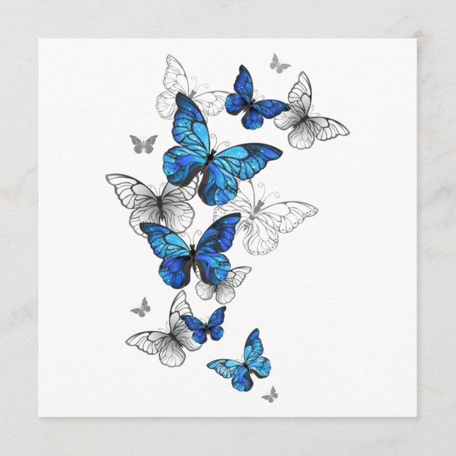 Blue Flying Butterflies Morpho Advice Card (Front)