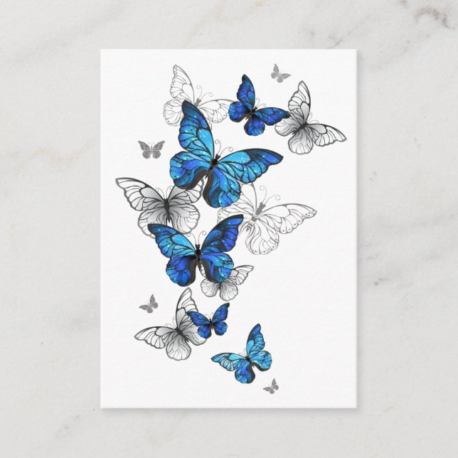 Blue Flying Butterflies Morpho Advice Card (Front)