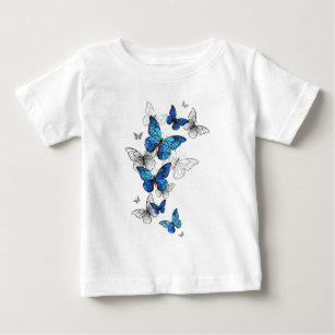 Blue Flying Butterflies Morpho Baby T-Shirt