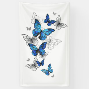 Blue Flying Butterflies Morpho Banner