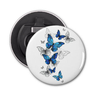 Blue Flying Butterflies Morpho Bottle Opener
