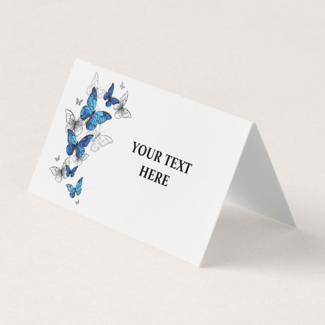 Blue Flying Butterflies Morpho Business Card (Front)