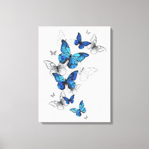 Blue Flying Butterflies Morpho Canvas Print